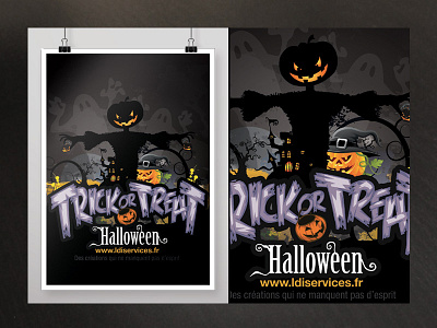 Halloween Ldi candies celebration design flyer halloween jack o lantern poster pumpkin spooky trick and treat