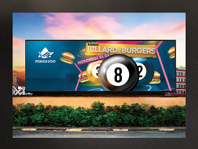 Banner Billard Burger attraction banner billard board burger eve facebook cover game night pool youngsters