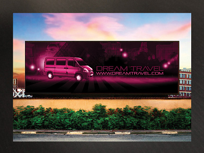 Dreamtravel Signboard ad advertising board card chauffeur signboard tour transportation travel agency travelling trip van