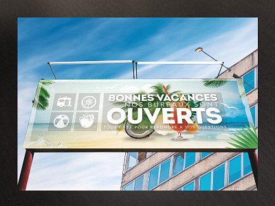 Creation Ouvert Ete beach board business company corporate flyer mailing office opening summer