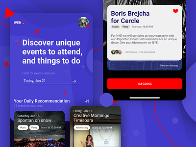 IVENT. - Social Events and Things to DO animation app appdesign behance blue clean creative designer designinpiration dribbble event figma illustraion logo ui uidesign uiux userexperience userinterface ux