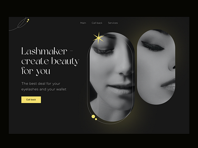 Firstpage for lashmaker beauty black branding design figma illustration minimalizm ui ux web design