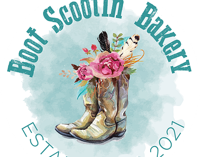 Boot Scootin' Bakery adobe branding graphic design illustrator logo