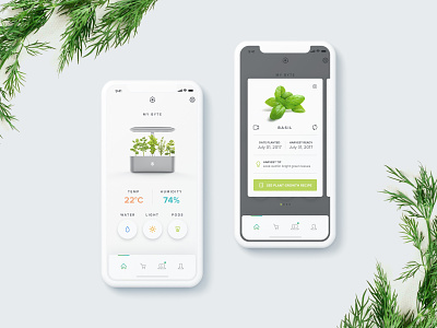AVA Mobile App app ava basil garden greens grow herbs humidity indoor iphonex mobile plants pods rosemary smart template thyme