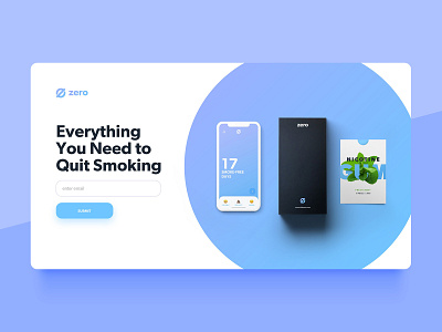 Zero by Ro: Website Concept 2 desktop landing landing page quit signup smoking smoking cessation ui ux website