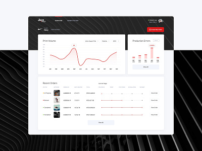 Jazz Image Print Dashboard analytics bar client dashboard erp graph jazz image large format nike printing progress ui ux web app