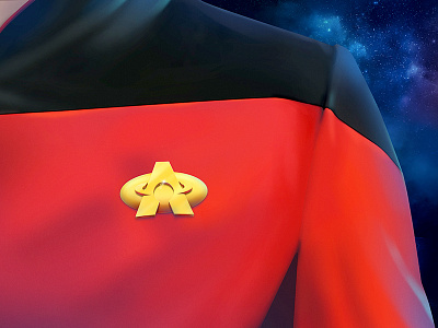 Arva Logo presentation badge galaxy gold image logo placement space stars startrek suit