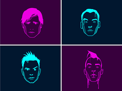 Blink 182 avatar band blink182 faces line neon portrait