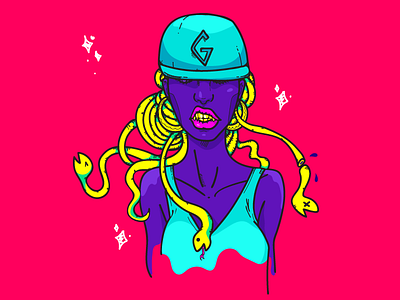 Grillz color girl gold grillz illustration lips snake swag tooth vector