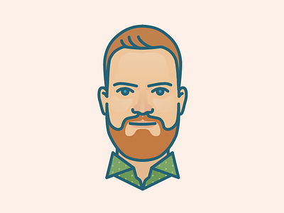 Office Viking avatar character face flat icon illustration line man simple vector