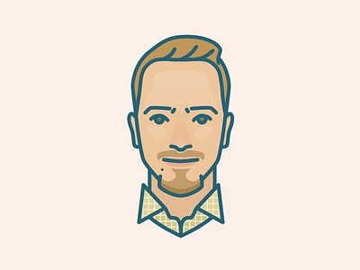 Office Musketeer avatar character face flat gradient icon illustration line man pattern simple vector