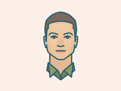Office Robin avatar character face flat gradient icon illustration line man pattern simple vector