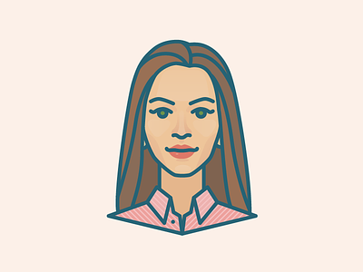 Office Mademoiselle avatar character face flat gradient icon illustration line pattern simple vector woman