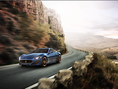 Maserati Sport GT automotive car composing design landscape maserati photoshop