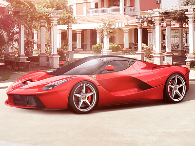 La Ferrari automotive car composing ferrari la power red sunshine