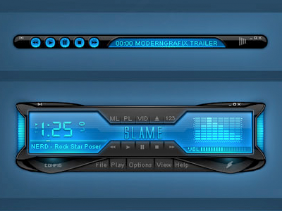 Slame Blue Player interface skin ui winamp