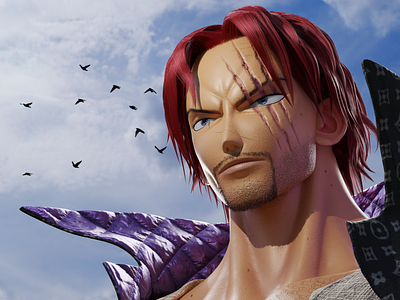 Shanks (Red) - From One Piece - 3D Illustration 3d 3d art 3d character 3d concept anime cartoon character design concept art design game assets game props illustration manga one piece shanks