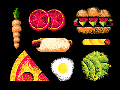 Food Icons carrot eggs food lettuce pizza sandwich tomato