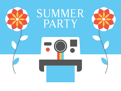 Summer Party flowers illustration polaroid summer