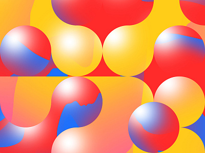 Old Work blue circles color gradient red shapes yellow