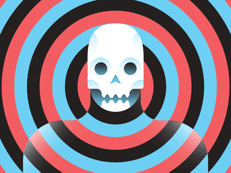 Spoopy Doopy Twoopy gif illustration radial skeleton vector