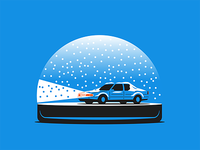 Snow Globe blue car globe headlights prep snow winter