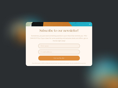 Pop-up/Overlay 100 days challenge colors dailyui design dialog fonts illustration message minimal overlay pop up positivity smooth subscribe typography ui ux