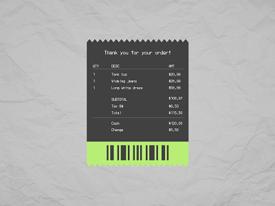 Email Receipt 100 days challenge app bill dailyui day 017 design email email receipt neon paper realistic receipt texture typography ui ux