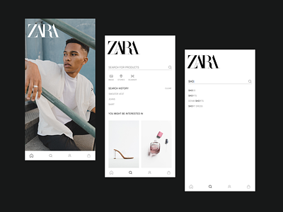 Search 100 days challenge app dailyui day 022 e commerce minimal mobile app redesign search search bar shopping ui ux zara