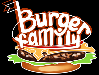 Logo for Family Burger Cafe brand brand for business branding cafe brand cafe logo design graphic design graphic illustration illustration logo logo design logo for cafe logo for restaurant logotipo logotype motion graphics procreate procreate logo restaurant brand ui