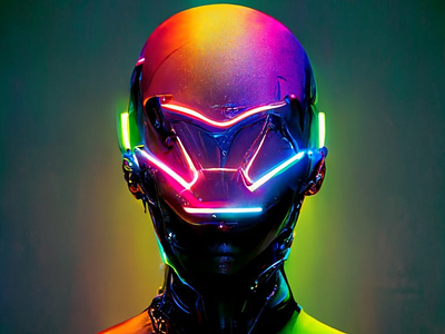 Robot glowing in rainbow - made with PicSo
