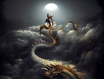 Riding dragons above the clouds - made with picso app ai ai art art artwork digital art illustration