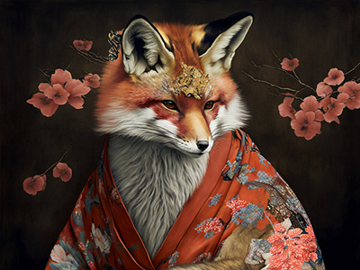 The Fox in Japanese Kimono ai ai art art artwork design digital art illustration