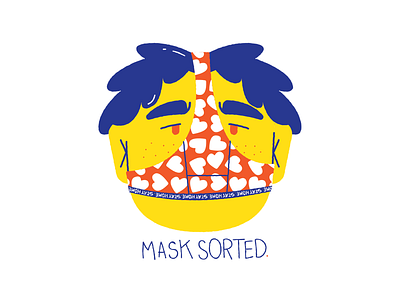 Mask sorted 2d illustration adobe illustrator character character design covid flat lockdown vector yellow