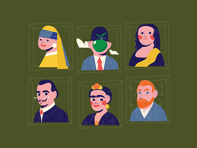 My virtual gallery art direction character character design character illustration editorial design famous illustration minimal portrait ui vector