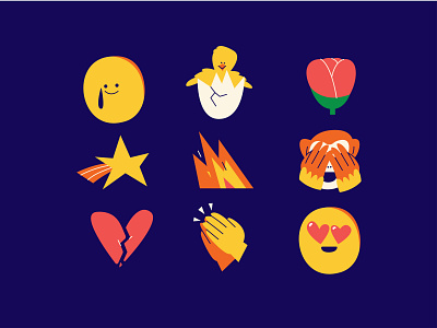 Top 9 emojis 2021 design emoji flat illustration icon design icons illustration social media ui vector