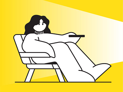 chilling out character design character illustration chill design hanging out illustration illustrator line art netflix simple design television woman illustration yellow