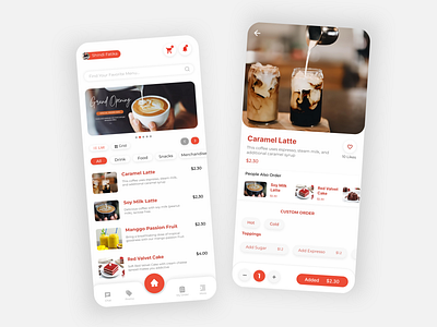 Food and Beverage Ordering Mobile App at Caffe app design ui ui design ux