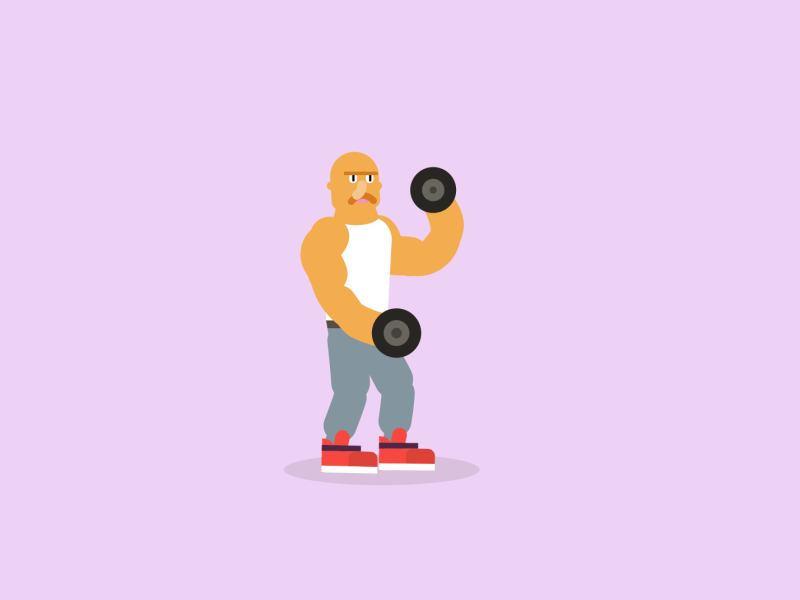 Pump it animation character design gain gym lift muscle power weights