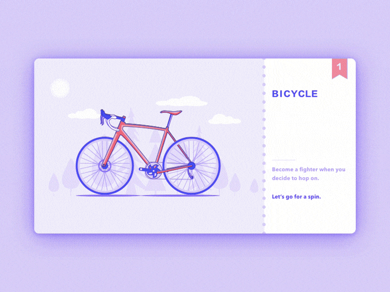 Lets go for a spin! Part-1 Bicycle animation bicycle card illustration landing page photoshop principle sketch transport
