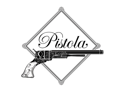 Pistola antique art deco caligraphy design equal and opposite graphic design grey jay hand lettering illustration logo pistol restaurant