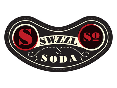 Swizzle Soda Bottle - Neck Label antique design equal and opposite graphic grey jay label neck soda