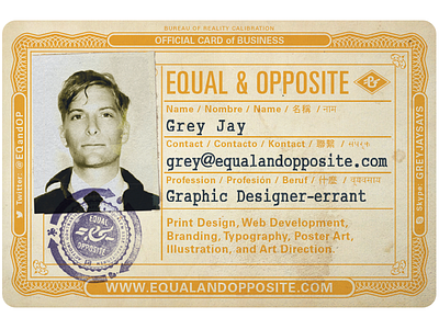 Antique ID Business Card antique antique id business cards design equal and opposite equalandopposite.com graphic design grey jay vintage vintage id