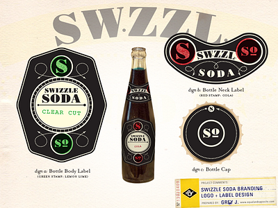 Swizzle Soda antique branding design equal and opposite graphic design grey jay label logo packaging soda vintage