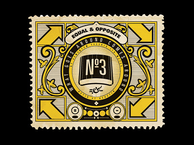 Equal & Opposite, Newton's Third—Stamp Mockup art design equal and opposite fig newton grey jay newtons third law stamp