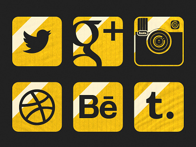 "Inkjet" Social Network Buttons for Equal & Opposite behance buttons dribbble google plus icon icons inkjet social network tumblr twitter