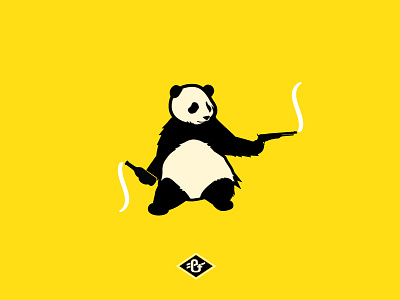 Panda alcohol animal gun gunslinger illustration panda yellow black