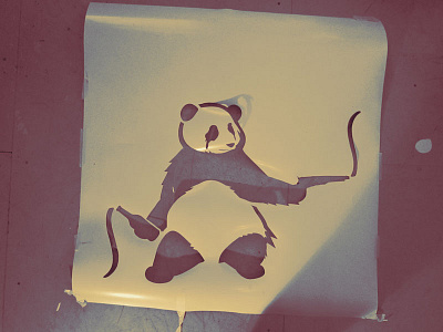 Panda Stencil art design equal and opposite graffiti grey jay panda revolution stencil street art