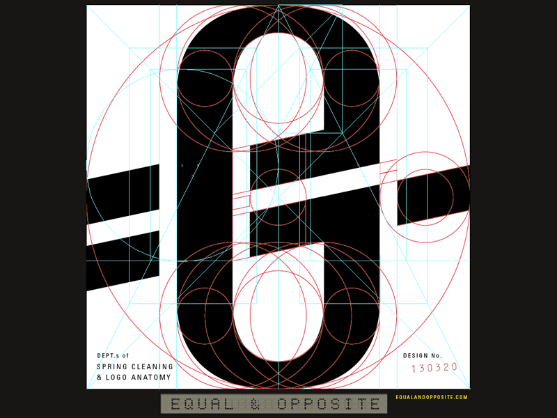 Equal & Opposite Logogram Update [GIF] animated gif design equal and opposite fibonacci gif golden ratio grey jay icon logo logogram vesica piscis