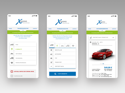 X-Leasing - mobile first version concept design ui ux webapp webdesign